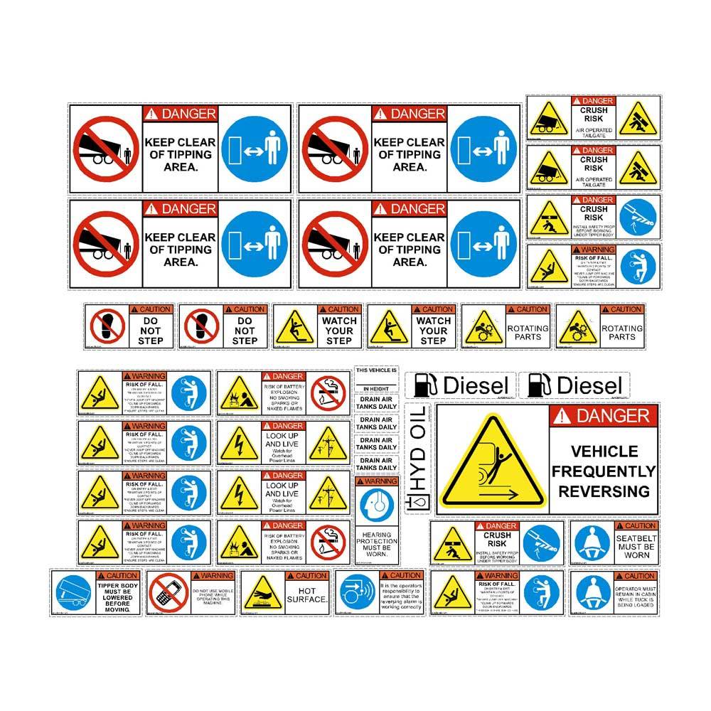 Tipper Truck Dump Body Safety Decal Kit