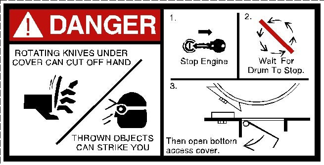 Danger Rotating Cutter Knives Decal 