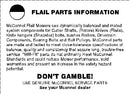 McConnel Flail Parts Information Decal 