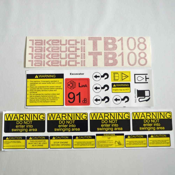 Takeuchi TB108 Decal Sticker Kit