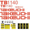 Takeuchi TB1140 Decal Sticker Kit
