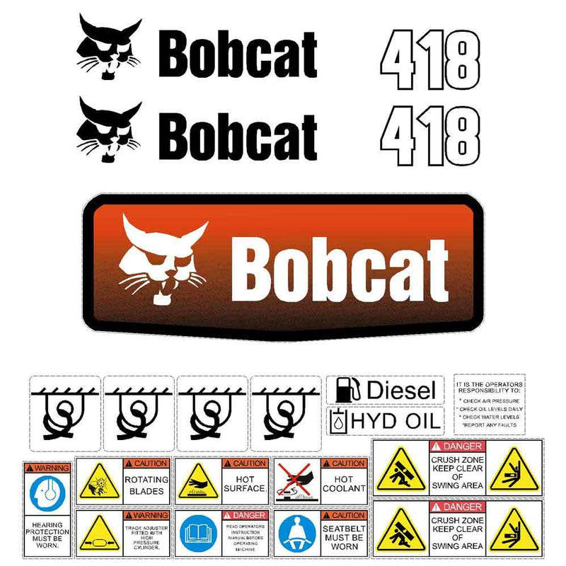 Bobcat 418 Decals Stickers Set
