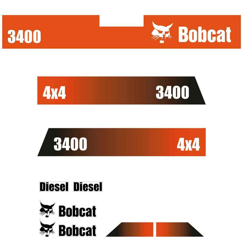Bobcat 3400 Decals Stickers Set