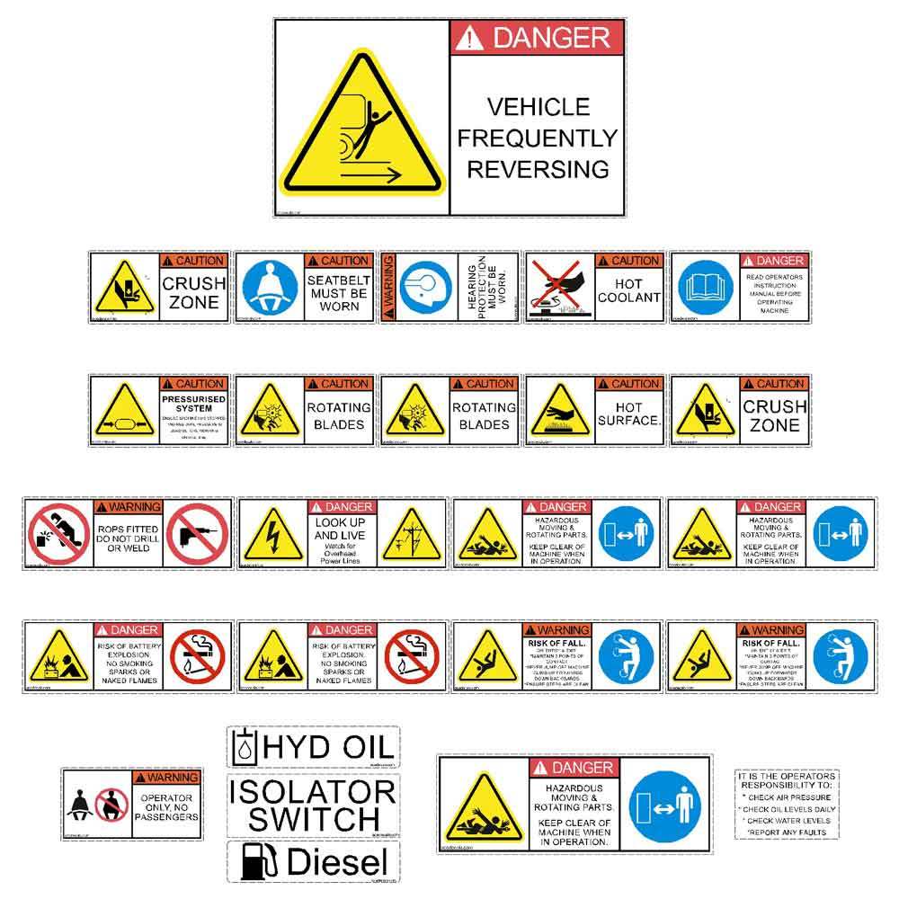 Dozer Safety Decals Stickers Kit