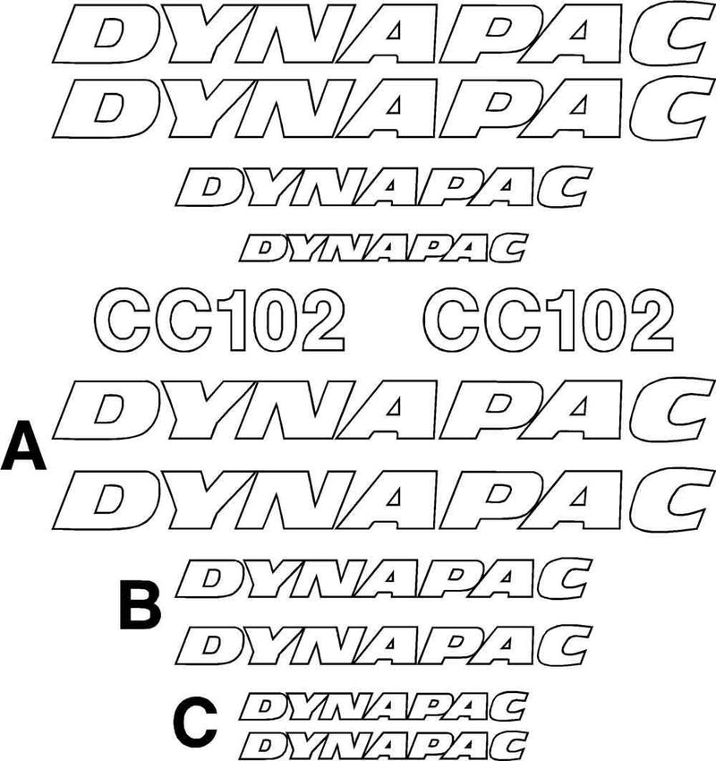 Dynapac CC102 Decals Stickers Set