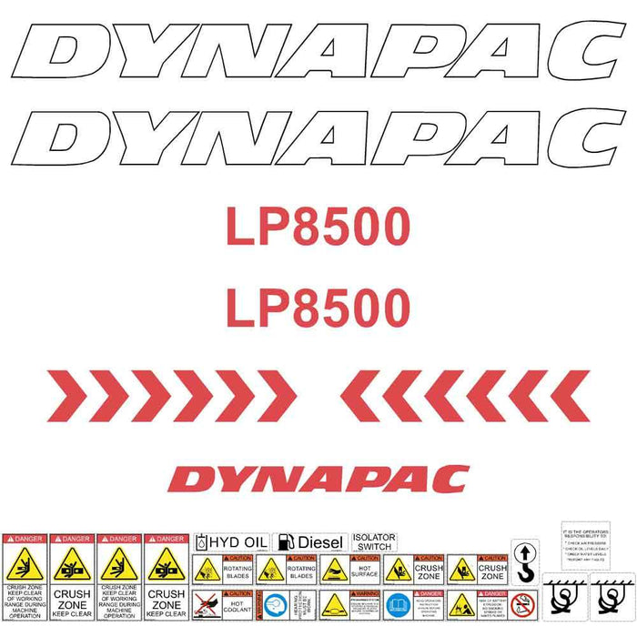 Dynapac LP8500 Roller Decal Set / Sticker Kit