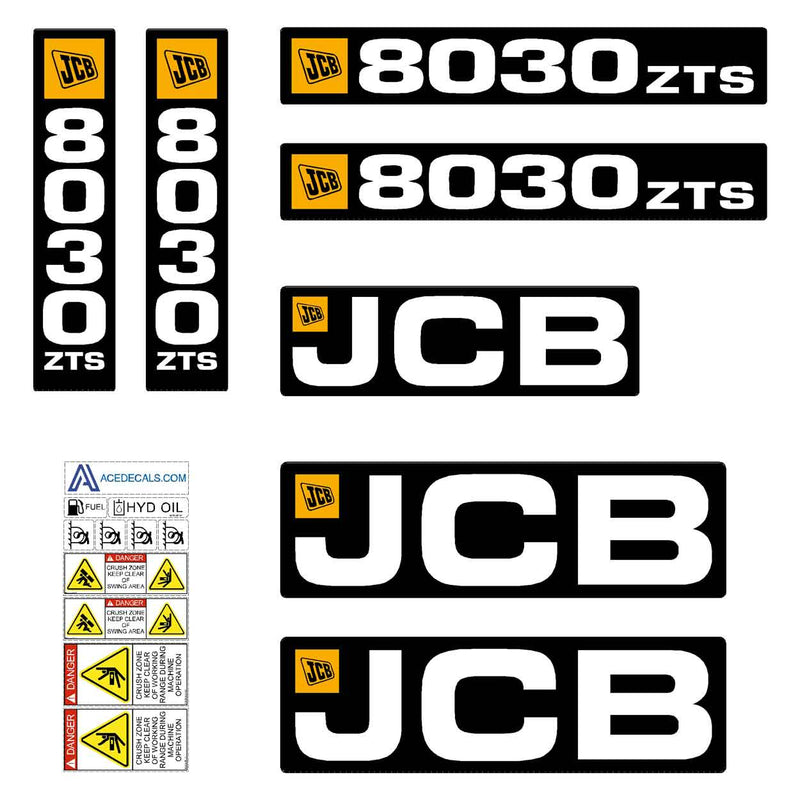 JCB 8030 ZTS Decals Stickers Set