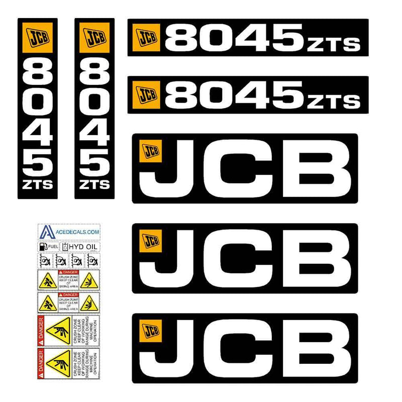 JCB 8045 ZTS Decals Stickers Set