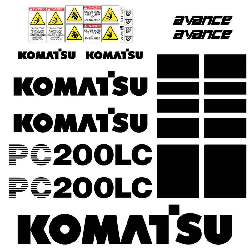 Komatsu PC200LC-6 Decal Sticker Set