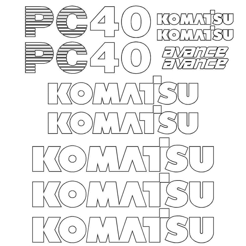 Komatsu PC40-7 Decal Sticker Set