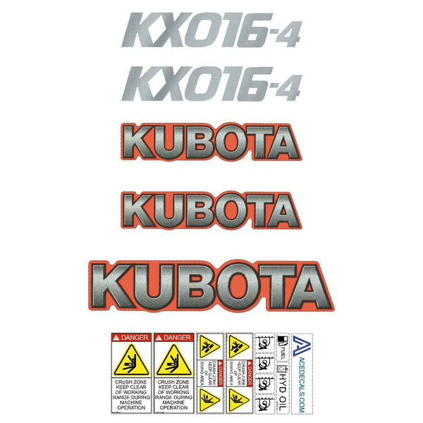 Kubota KX016-4 Decal Sticker Set