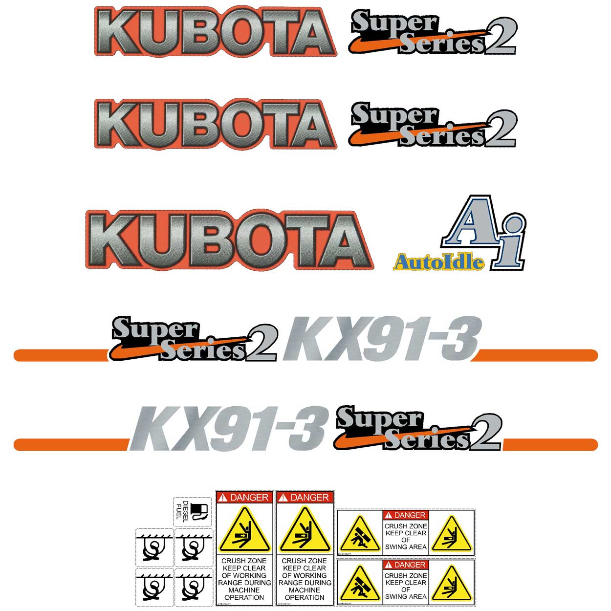 Kubota KX91-3 SS2 Decal Kit