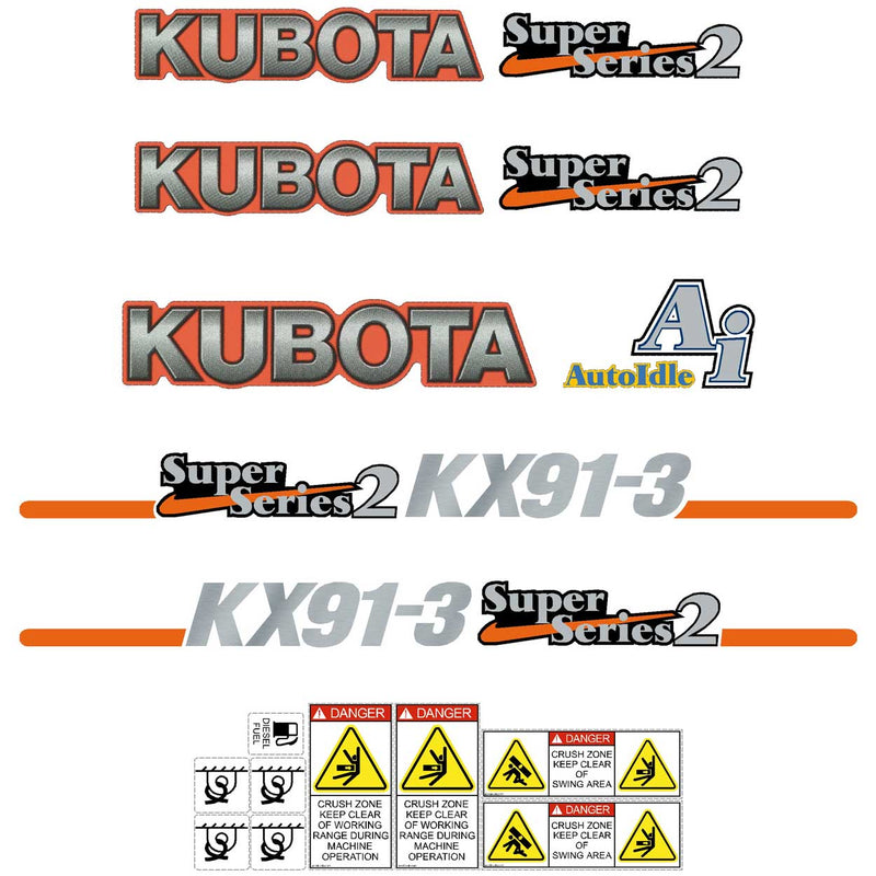 Kubota KX91-3 SS2 Decals Stickers