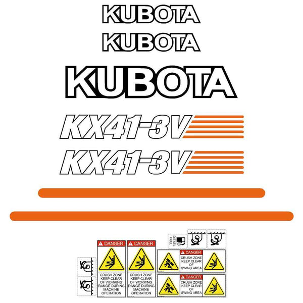 Kubota KX41-3v Decals Stickers