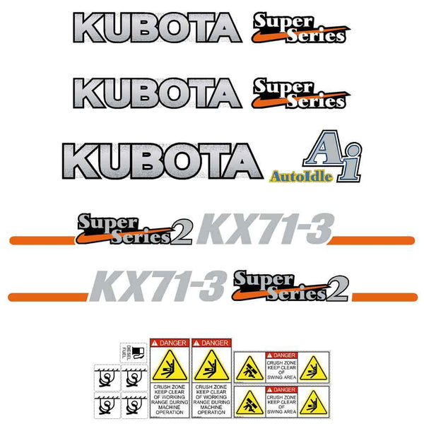 Kubota KX71-3  Decals Stickers 