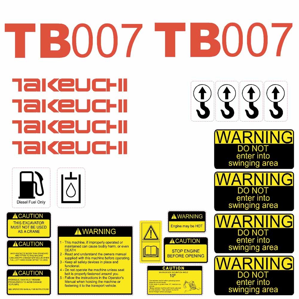Takeuchi TB007 Decal Kit