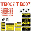 Takeuchi TB007 Decal Sticker Kit