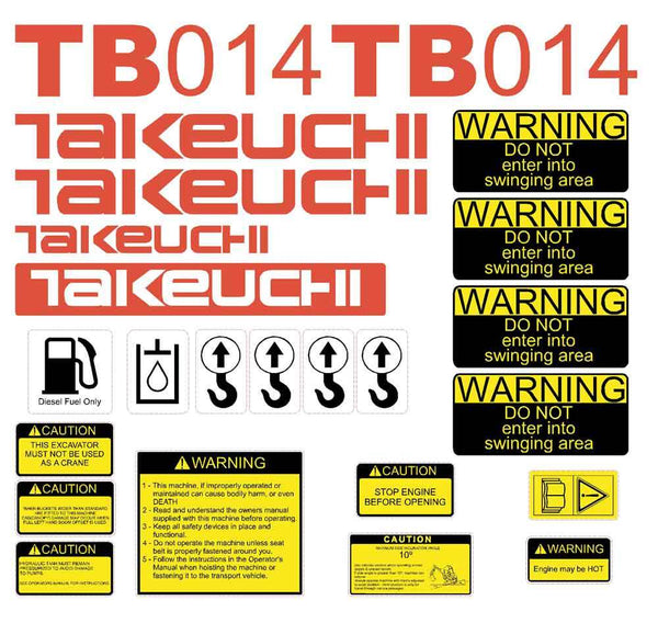 Takeuchi TB014 Decal Sticker Kit