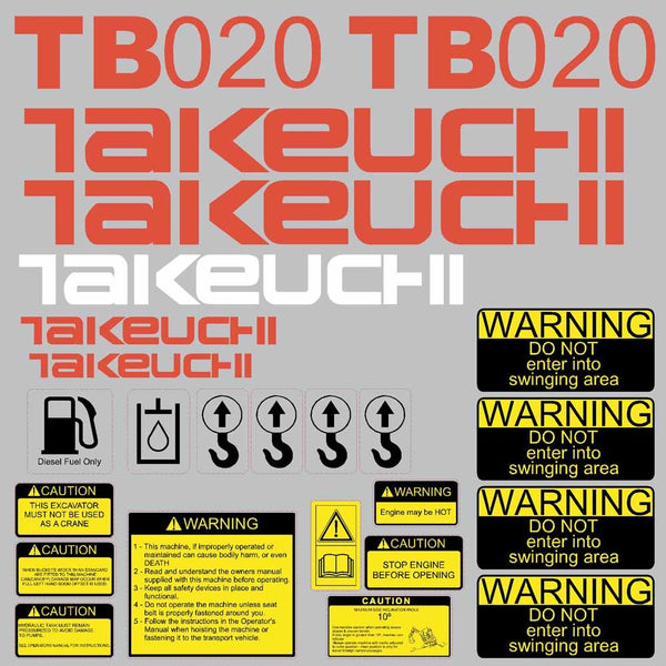 Takeuchi TB020 Decal Sticker Kit