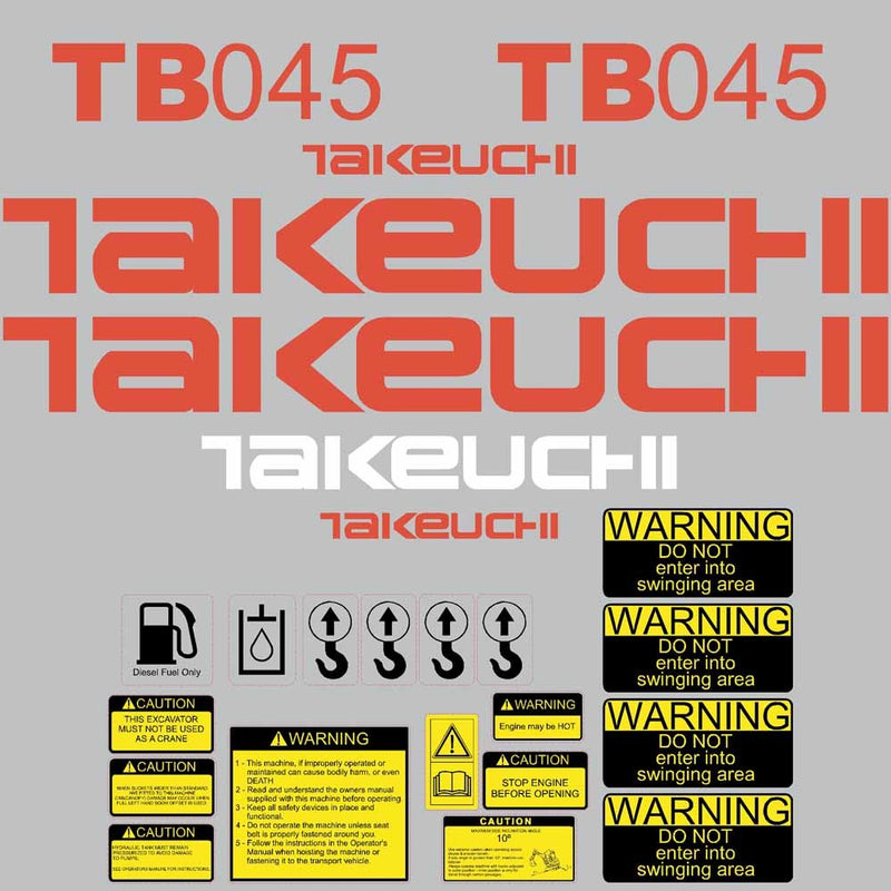 Takeuchi TB045 Decal Sticker Kit