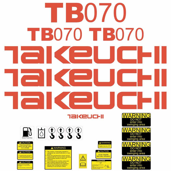 Takeuchi TB070 Decal Sticker Kit