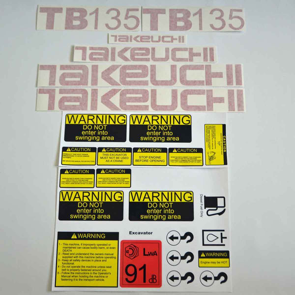 Takeuchi TB135 Decal Sticker Kit