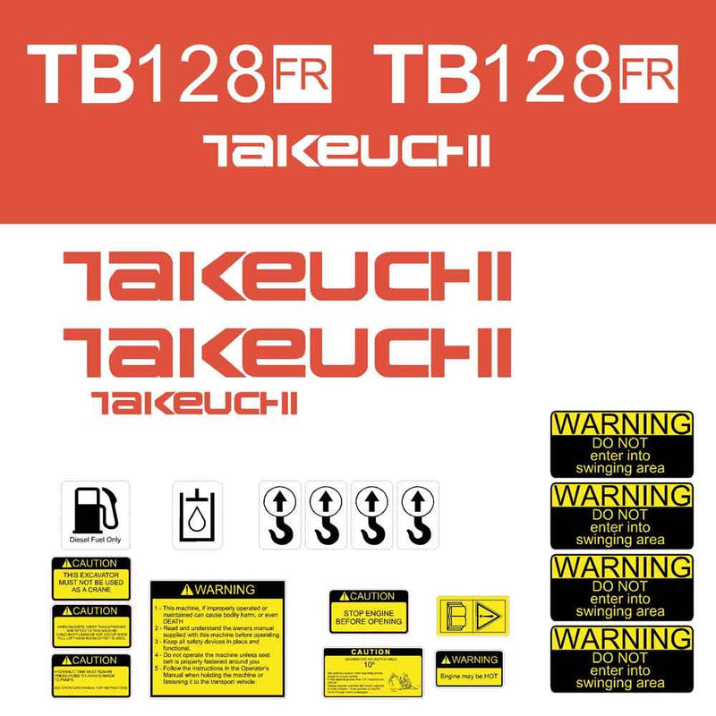 Takeuchi TB128FR Decal Sticker Kit