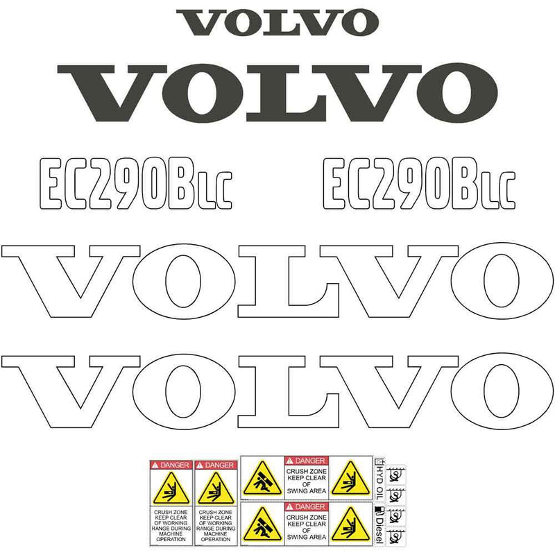Volvo EC290B LC Decals Stickers